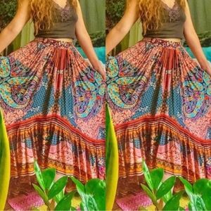 Anthropologie Bhanuni by Jyoti Allaire High-Low Maxi Skirt Size 4 or 8 Beaded